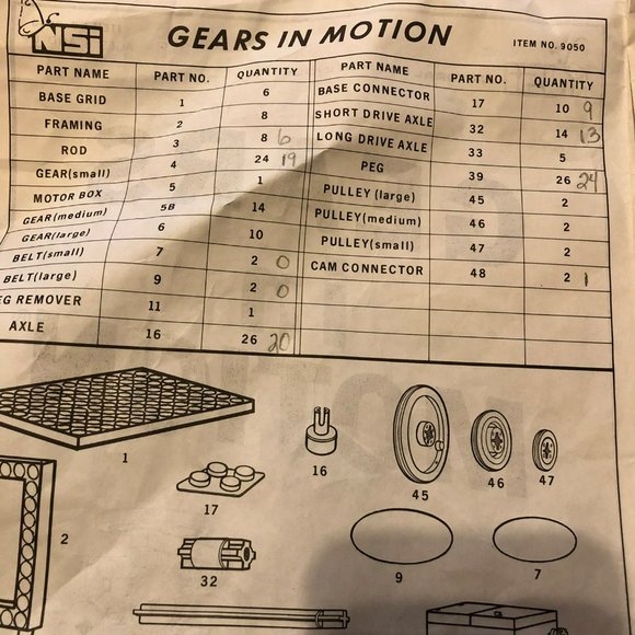 Vtg 1992 NSI Gears in Motion Motorized Building Set, Incomplete - Picture 5 of 5